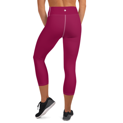 Michigan Upper Peninsula Yoga Capri Leggings (w/ UP Outline) | Burgandy