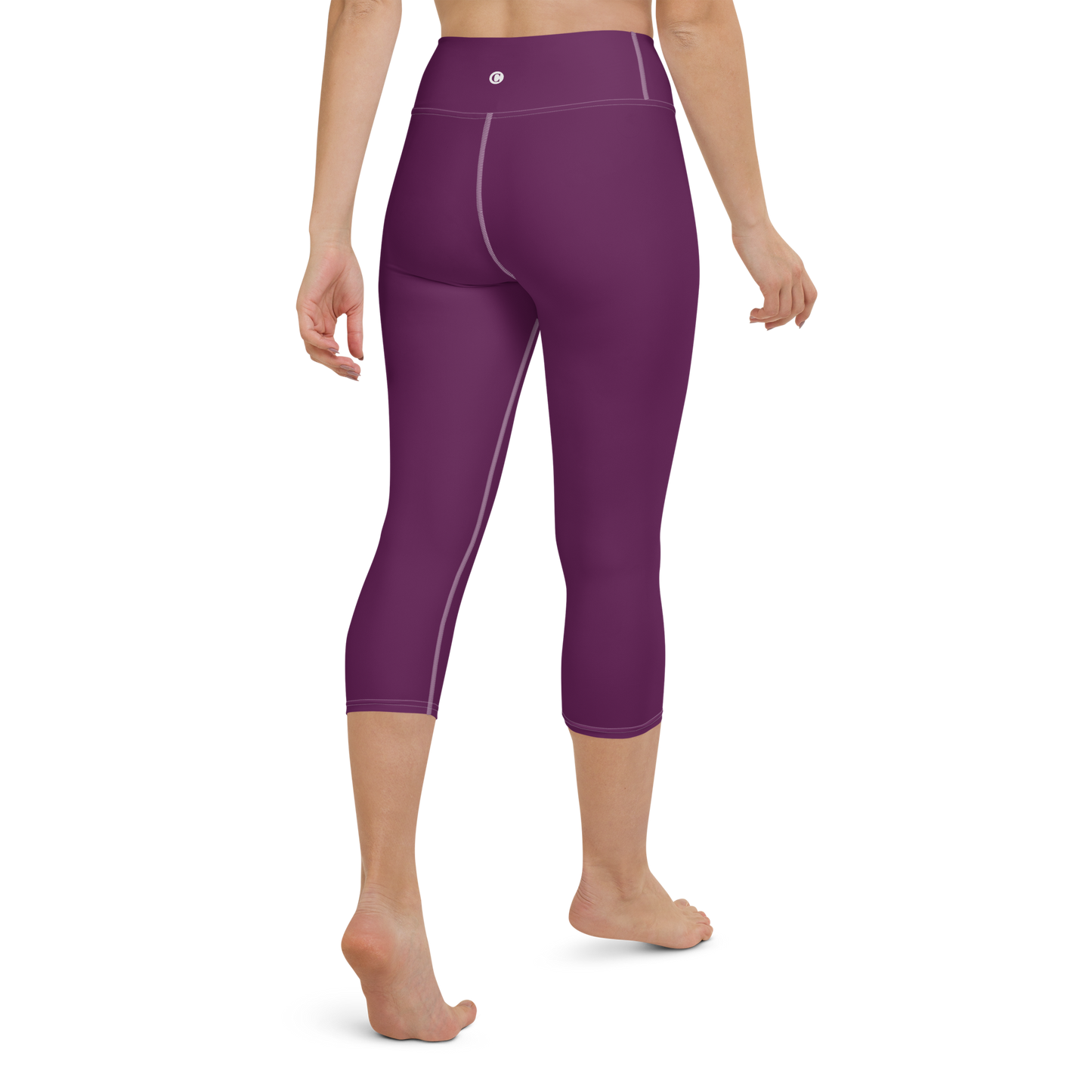 Michigan Upper Peninsula Yoga Capri Leggings (w/ UP Outline) | Tyrian Purple