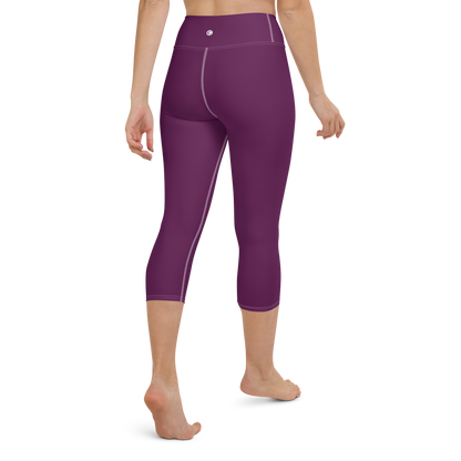 Michigan Upper Peninsula Yoga Capri Leggings (w/ UP Outline) | Tyrian Purple