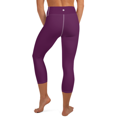 Michigan Upper Peninsula Yoga Capri Leggings (w/ UP Outline) | Tyrian Purple