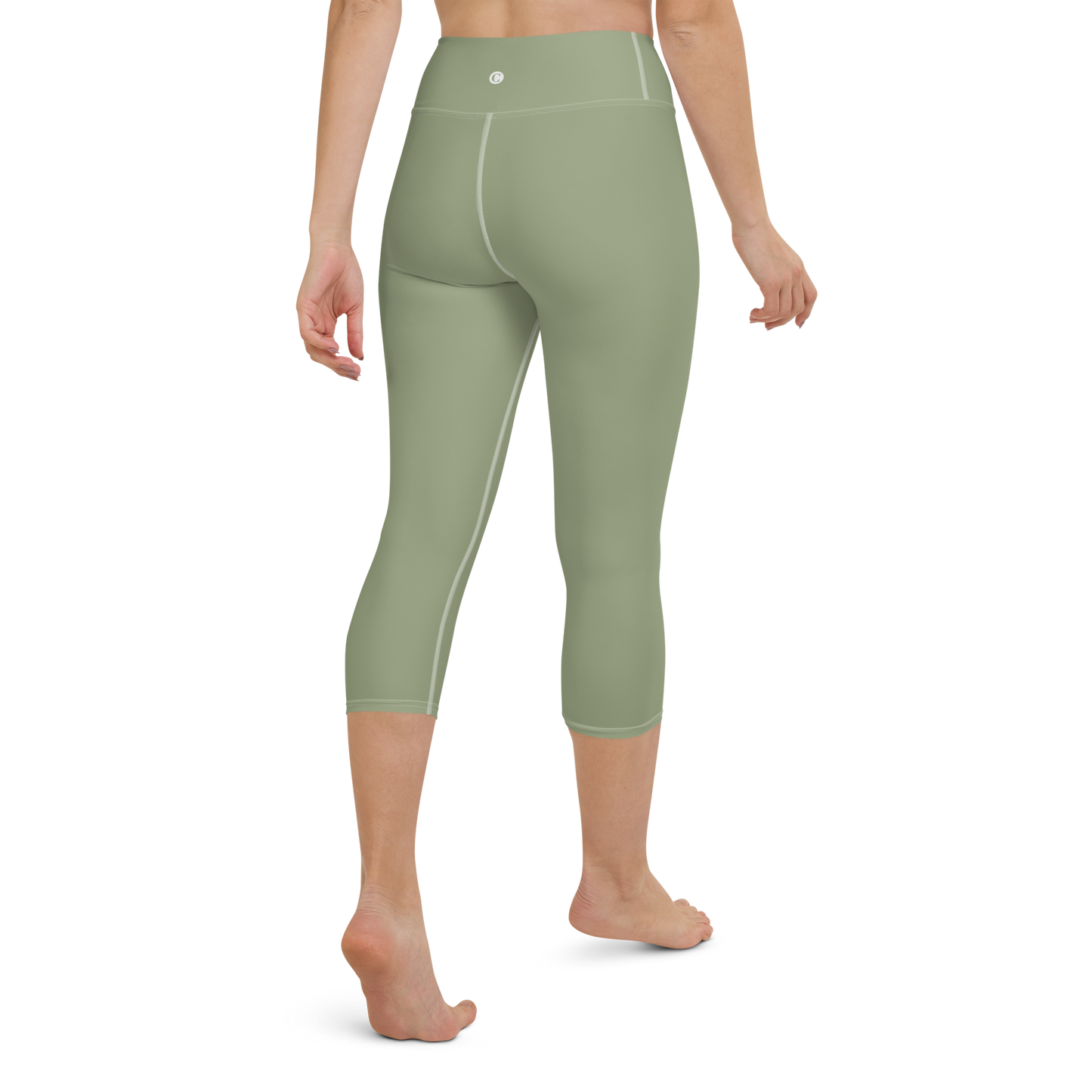 Michigan Upper Peninsula Yoga Capri Leggings (w/ UP Outline) | Beachgrass Green