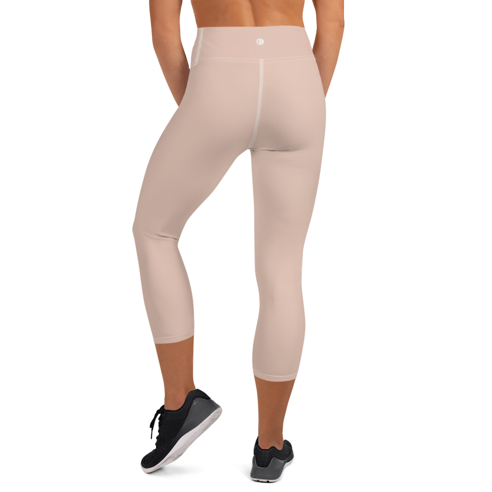 Michigan Upper Peninsula Yoga Capri Leggings (w/ UP Outline) | Rose Gold