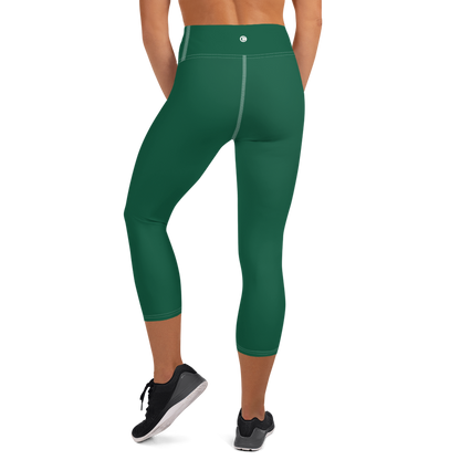 Michigan Upper Peninsula Yoga Capri Leggings (w/ UP Outline) | Superior Green