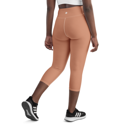 Michigan Upper Peninsula Yoga Capri Leggings (w/ UP Outline) | Copper Color