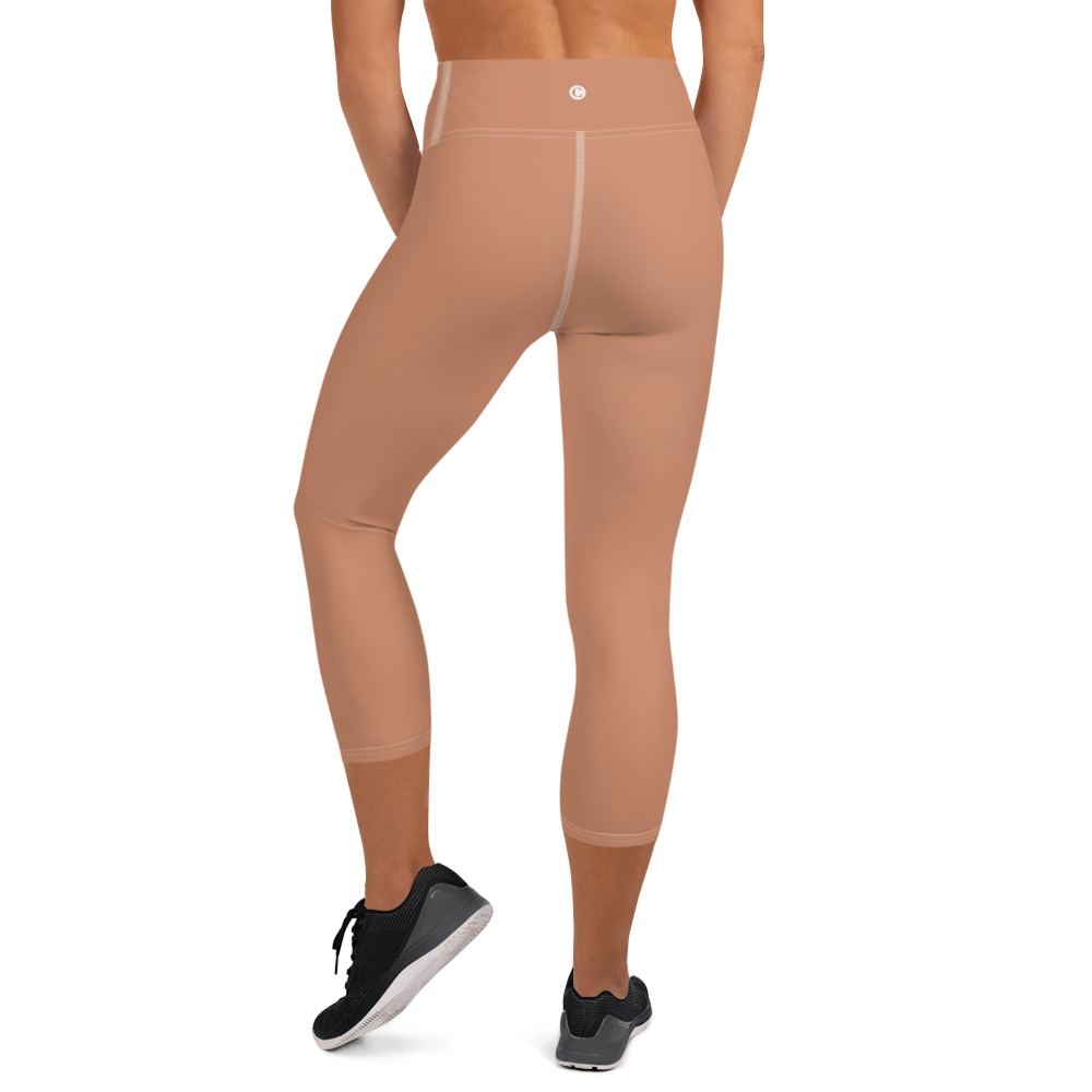 Michigan Upper Peninsula Yoga Capri Leggings (w/ UP Outline) | Copper Color