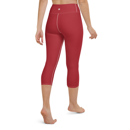 Michigan Upper Peninsula Yoga Capri Leggings (w/ UP Outline) | Thimbleberry Red