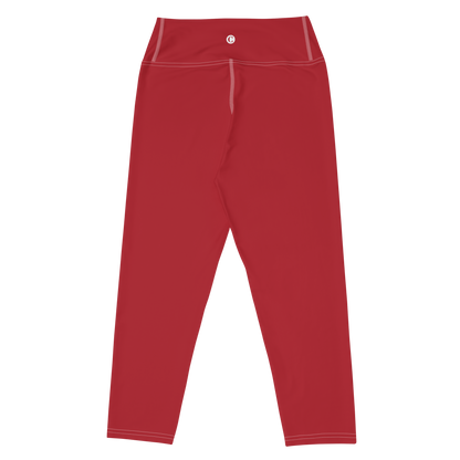 Michigan Upper Peninsula Yoga Capri Leggings (w/ UP Outline) | Thimbleberry Red