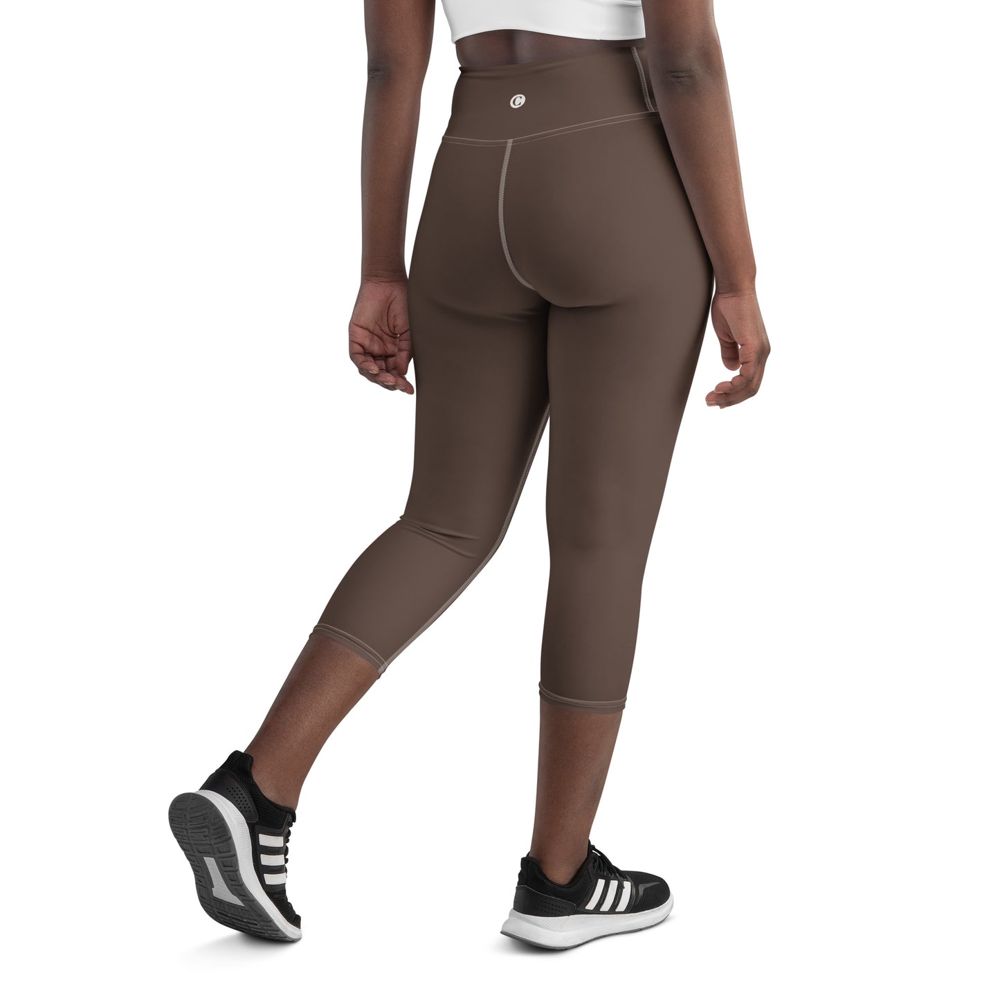 Michigan Upper Peninsula Yoga Capri Leggings (w/ UP Outline) | Hickory Color