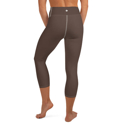 Michigan Upper Peninsula Yoga Capri Leggings (w/ UP Outline) | Hickory Color