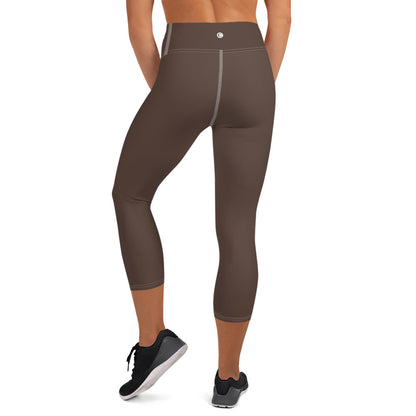 Michigan Upper Peninsula Yoga Capri Leggings (w/ UP Outline) | Hickory Color