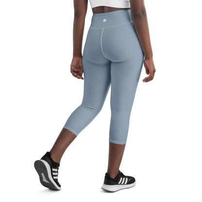 Michigan Upper Peninsula Yoga Capri Leggings (w/ UP Outline) | Lake Michigan Blue