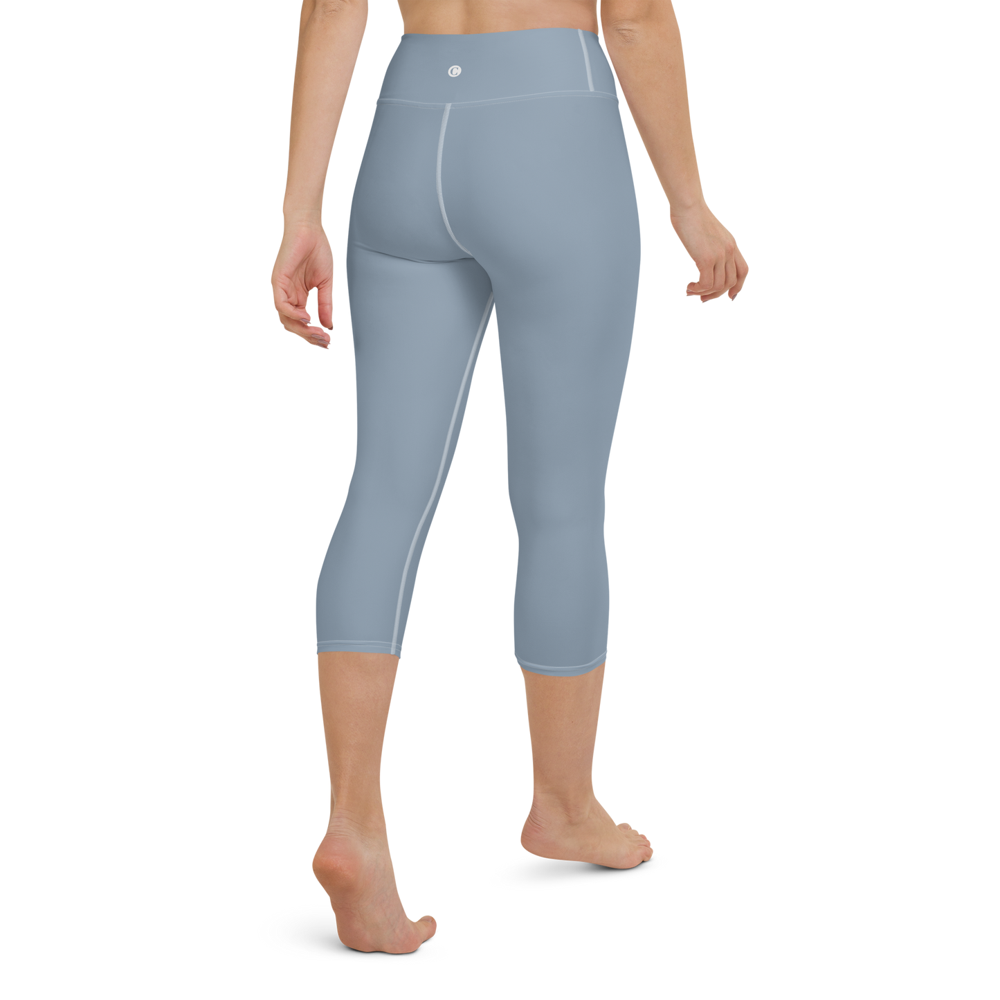 Michigan Upper Peninsula Yoga Capri Leggings (w/ UP Outline) | Lake Michigan Blue