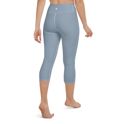 Michigan Upper Peninsula Yoga Capri Leggings (w/ UP Outline) | Lake Michigan Blue