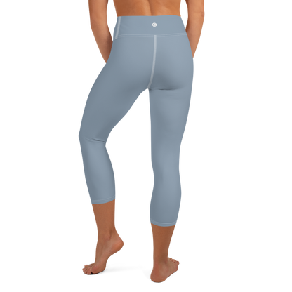 Michigan Upper Peninsula Yoga Capri Leggings (w/ UP Outline) | Lake Michigan Blue