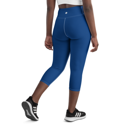 Michigan Upper Peninsula Yoga Capri Leggings (w/ UP Outline) | Dearborn Blue