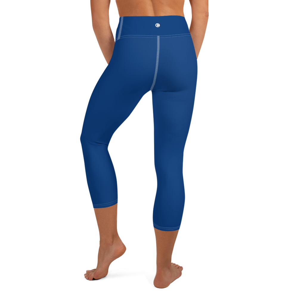 Michigan Upper Peninsula Yoga Capri Leggings (w/ UP Outline) | Dearborn Blue