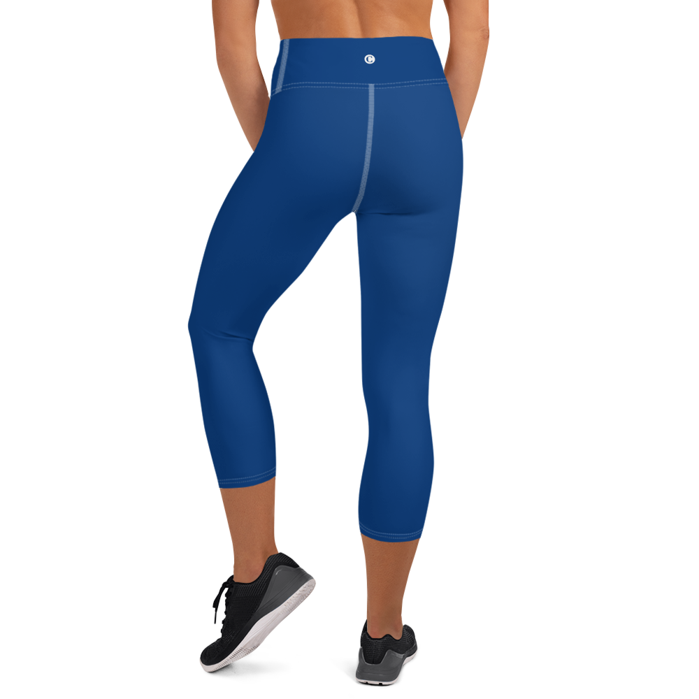 Michigan Upper Peninsula Yoga Capri Leggings (w/ UP Outline) | Dearborn Blue