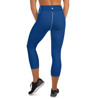 Michigan Upper Peninsula Yoga Capri Leggings (w/ UP Outline) | Dearborn Blue