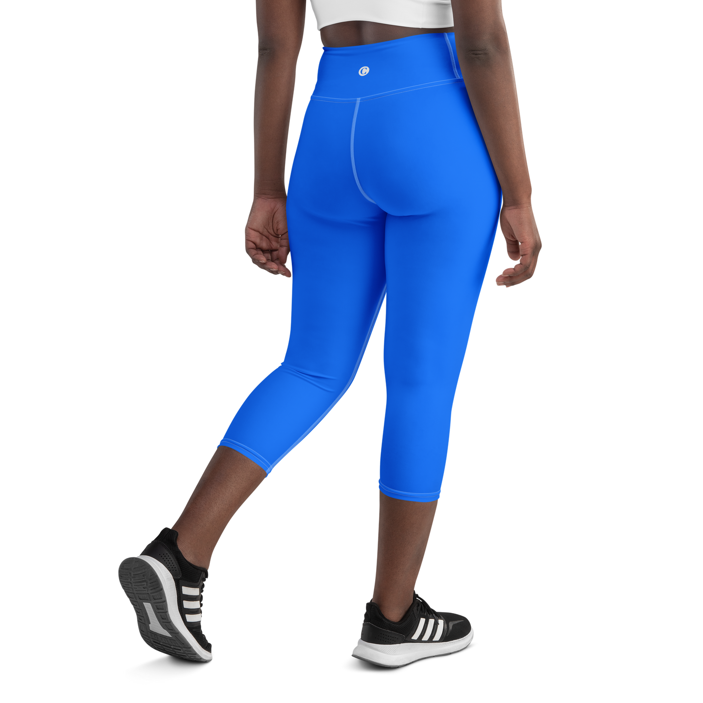 Michigan Upper Peninsula Yoga Capri Leggings (w/ UP Outline) | Motor Town Blue