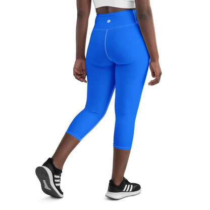 Michigan Upper Peninsula Yoga Capri Leggings (w/ UP Outline) | Motor Town Blue