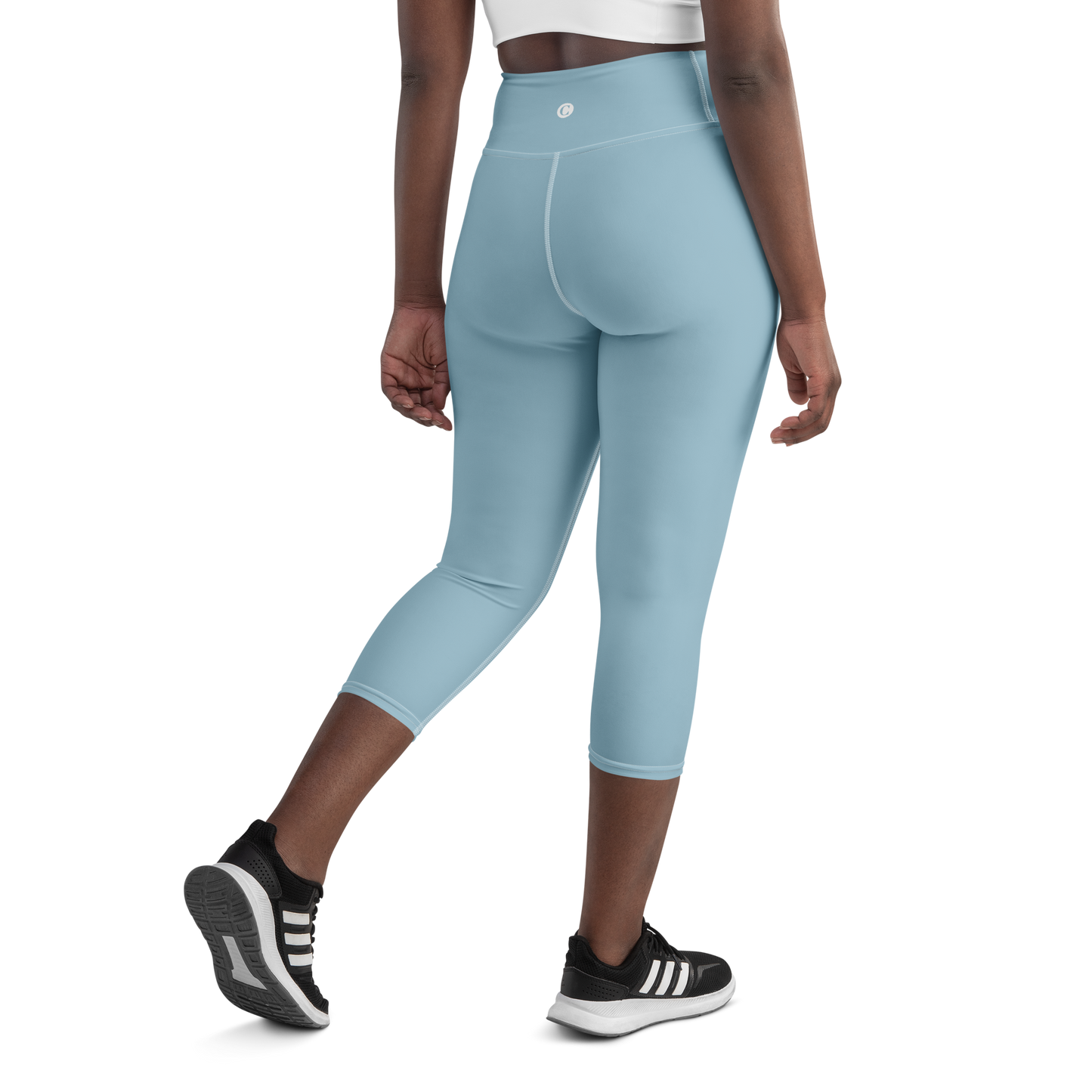 Michigan Upper Peninsula Yoga Capri Leggings (w/ UP Outline) | Opal Blue