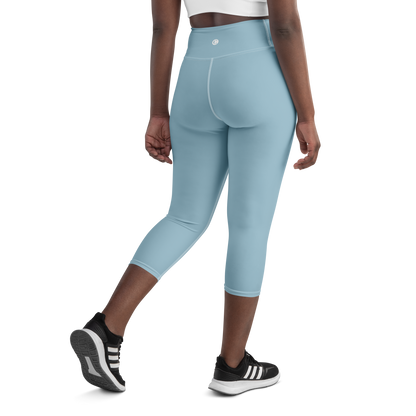 Michigan Upper Peninsula Yoga Capri Leggings (w/ UP Outline) | Opal Blue