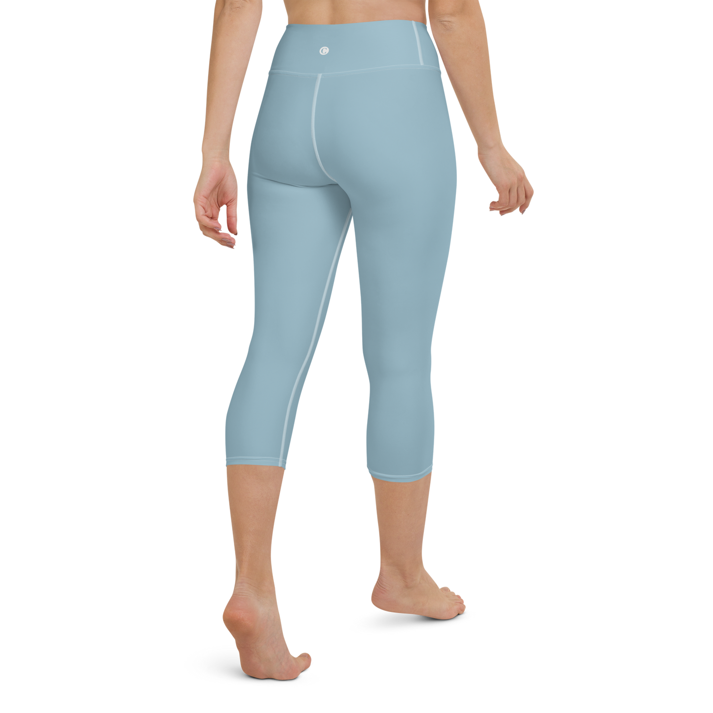 Michigan Upper Peninsula Yoga Capri Leggings (w/ UP Outline) | Opal Blue