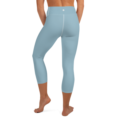 Michigan Upper Peninsula Yoga Capri Leggings (w/ UP Outline) | Opal Blue