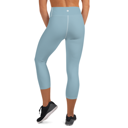 Michigan Upper Peninsula Yoga Capri Leggings (w/ UP Outline) | Opal Blue