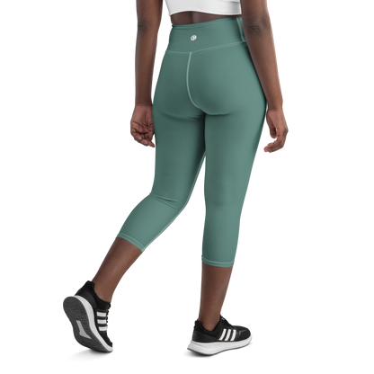 Michigan Upper Peninsula Yoga Capri Leggings (w/ UP Outline) | Copper Green