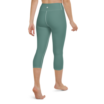 Michigan Upper Peninsula Yoga Capri Leggings (w/ UP Outline) | Copper Green