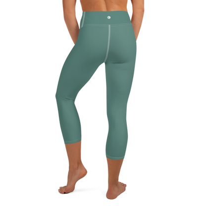 Michigan Upper Peninsula Yoga Capri Leggings (w/ UP Outline) | Copper Green