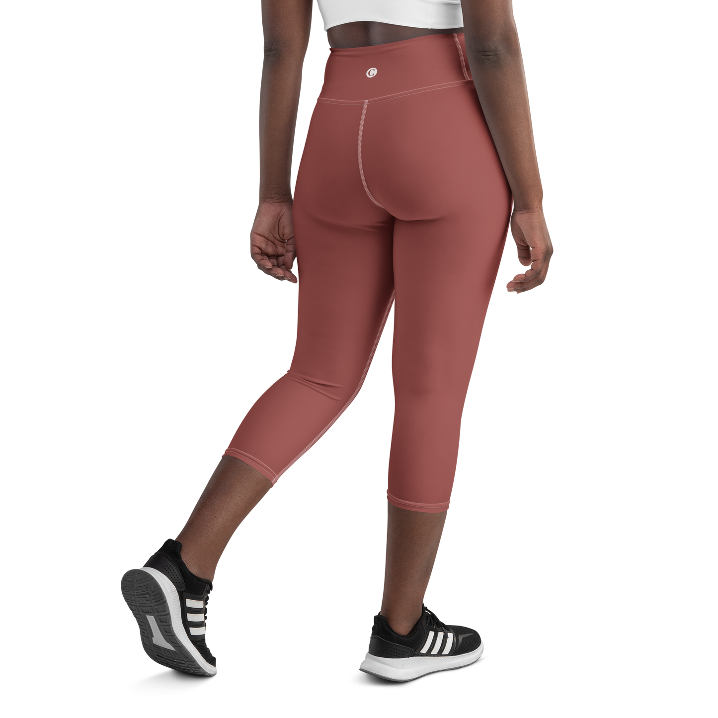 Michigan Upper Peninsula Yoga Capri Leggings (w/ UP Outline) | Ore Dock Red