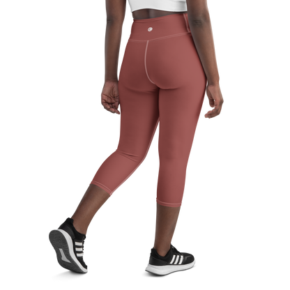 Michigan Upper Peninsula Yoga Capri Leggings (w/ UP Outline) | Ore Dock Red