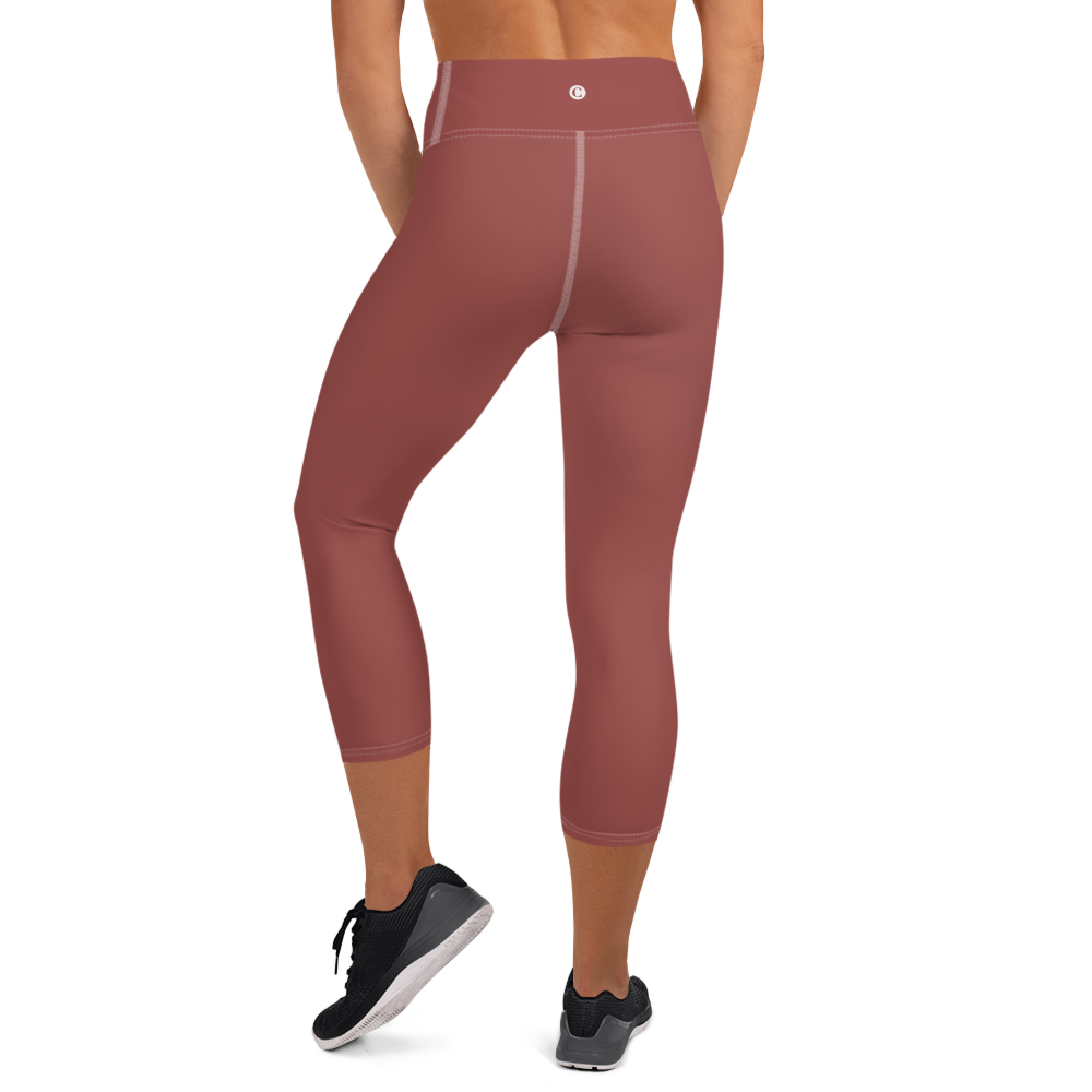 Michigan Upper Peninsula Yoga Capri Leggings (w/ UP Outline) | Ore Dock Red