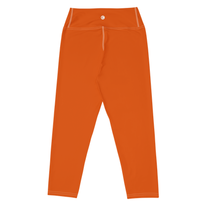 Michigan Upper Peninsula Yoga Capri Leggings (w/ UP Outline) | Maple Leaf Orange