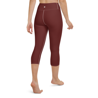 Michigan Upper Peninsula Yoga Capri Leggings (w/ UP Outline) | Cherrywood Color