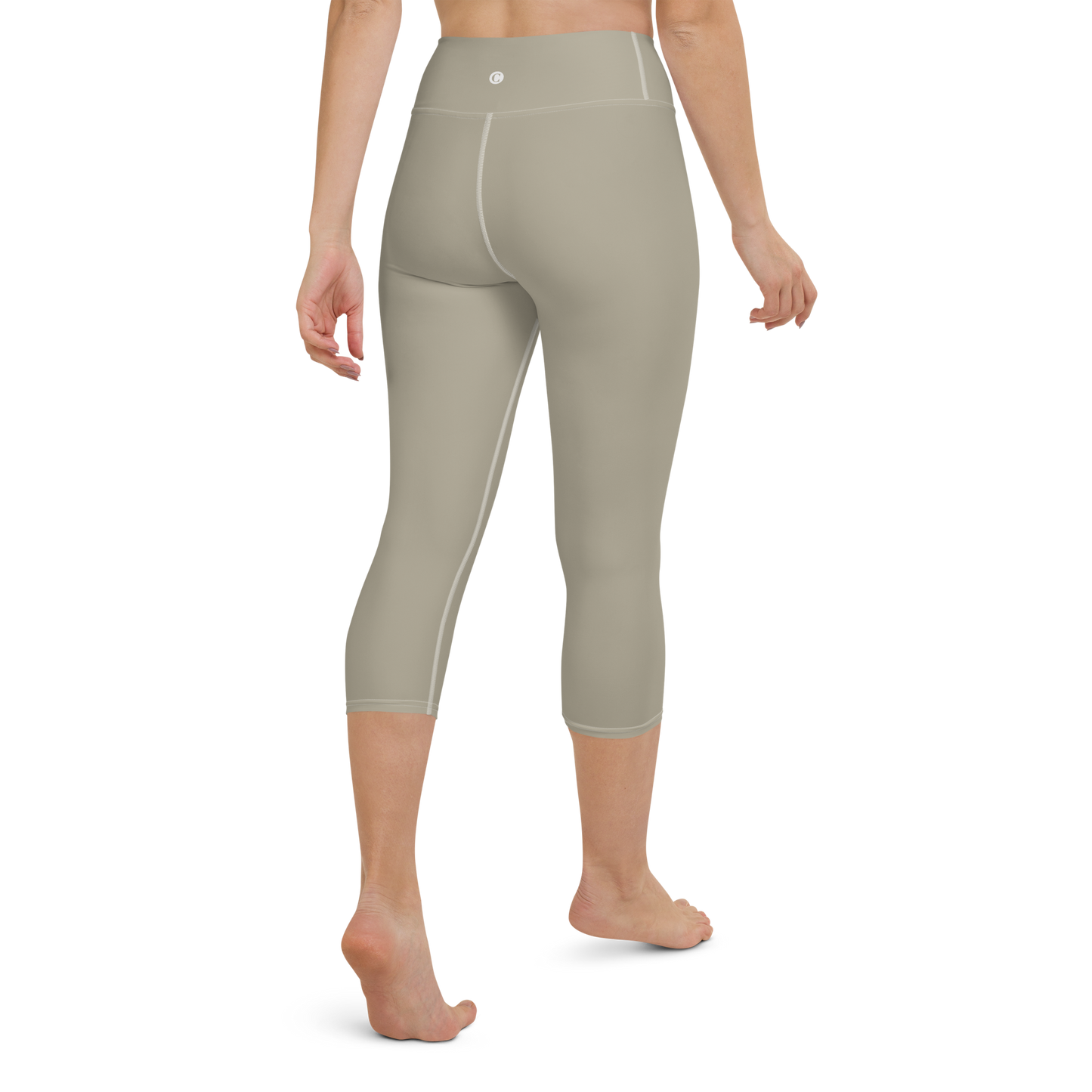 Michigan Upper Peninsula Yoga Capri Leggings (w/ UP Outline) | Petoskey Stone Beige