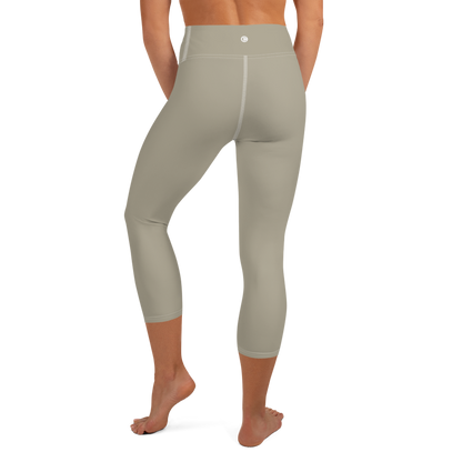 Michigan Upper Peninsula Yoga Capri Leggings (w/ UP Outline) | Petoskey Stone Beige