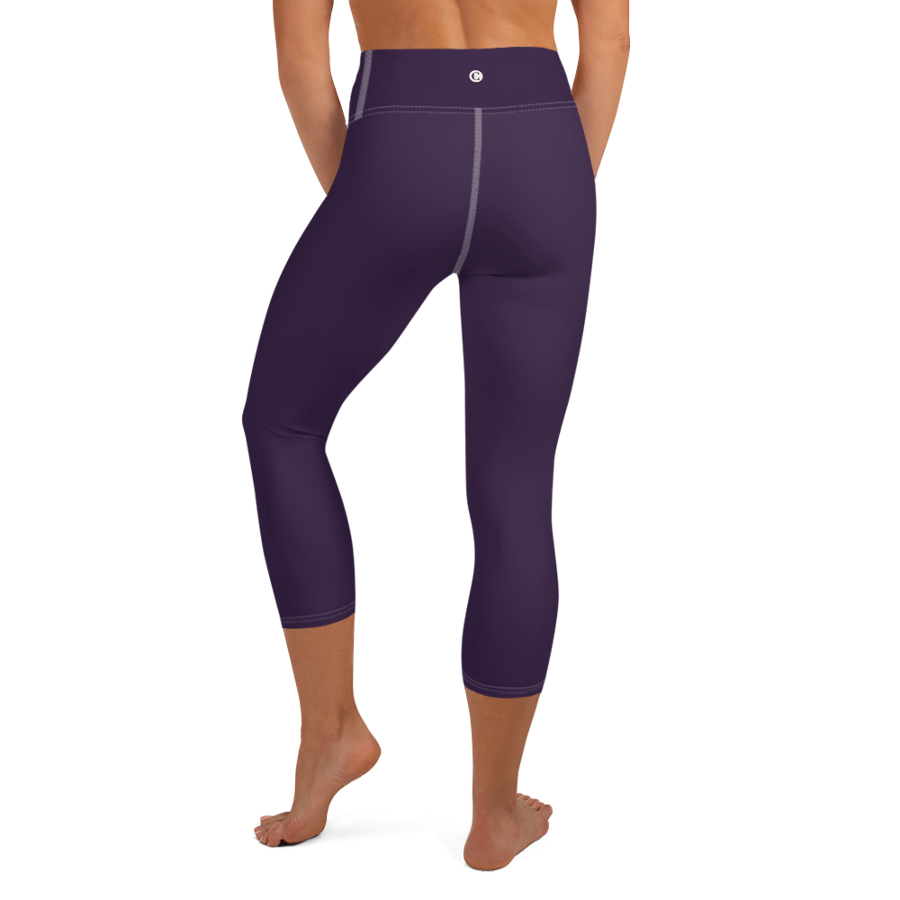 Michigan Upper Peninsula Yoga Capri Leggings (w/ UP Outline) | Blackcurrant