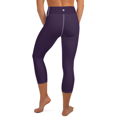 Michigan Upper Peninsula Yoga Capri Leggings (w/ UP Outline) | Blackcurrant