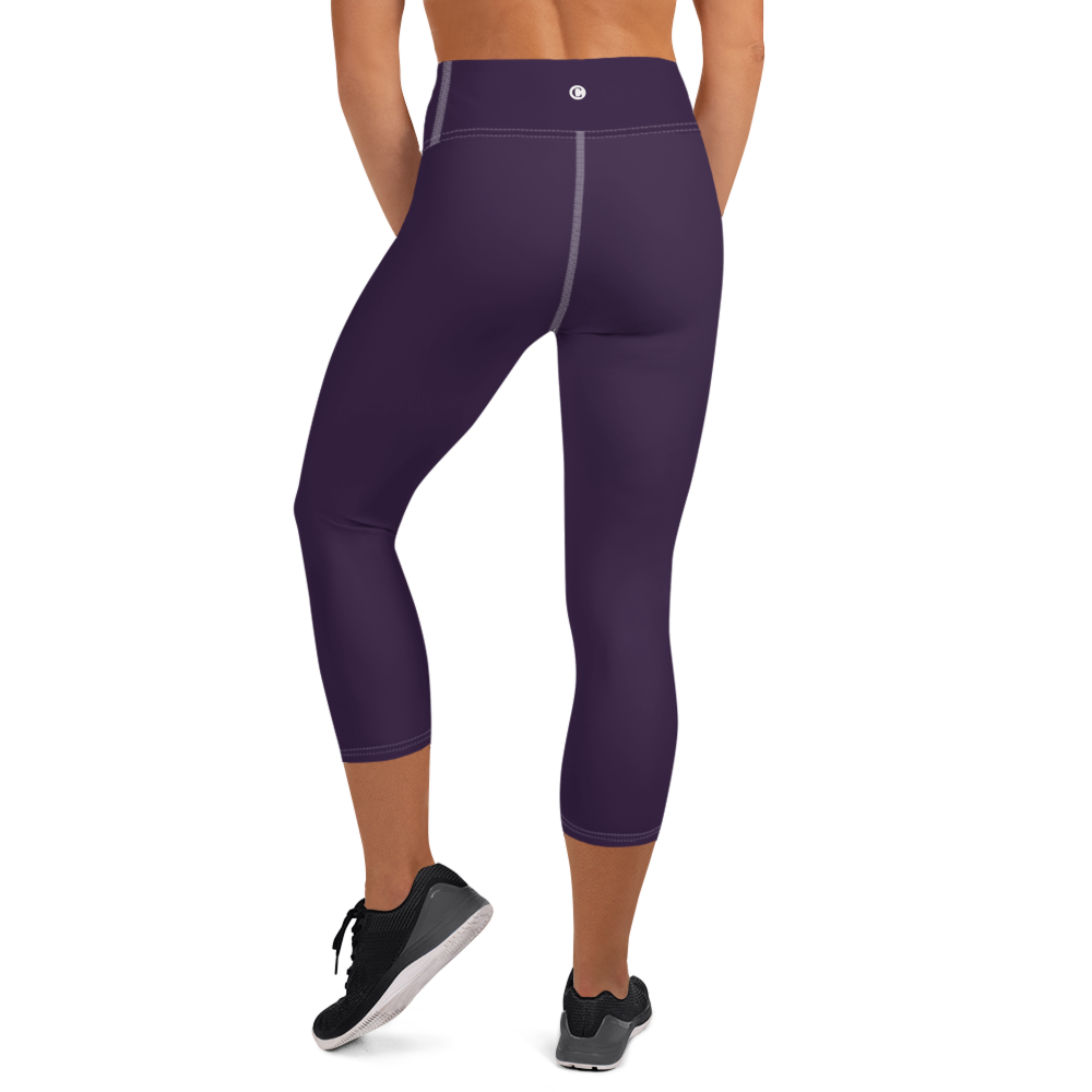 Michigan Upper Peninsula Yoga Capri Leggings (w/ UP Outline) | Blackcurrant