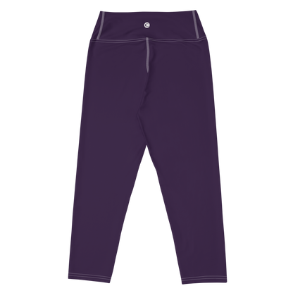 Michigan Upper Peninsula Yoga Capri Leggings (w/ UP Outline) | Blackcurrant