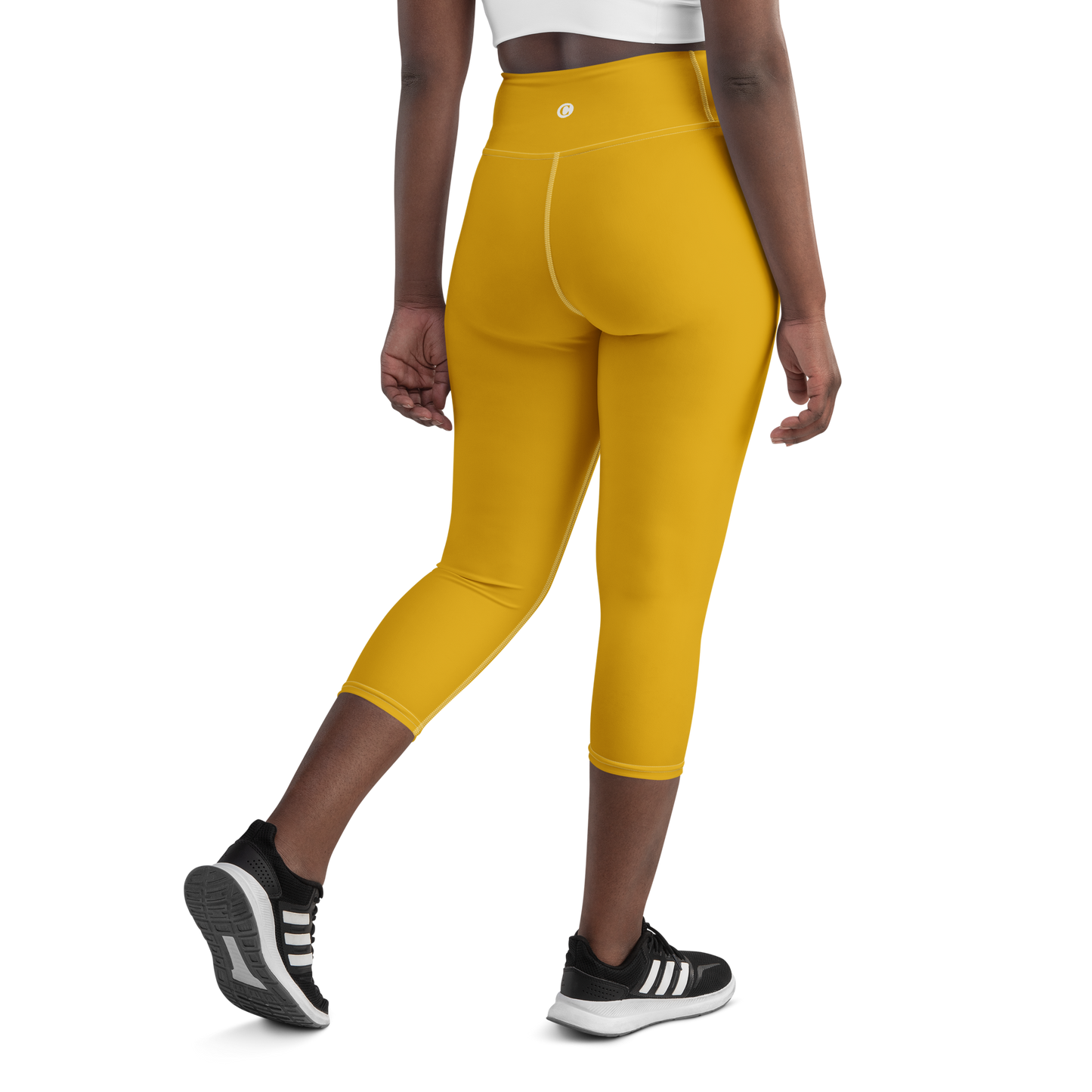 Michigan Upper Peninsula Yoga Capri Leggings (w/ UP Outline) | Gold