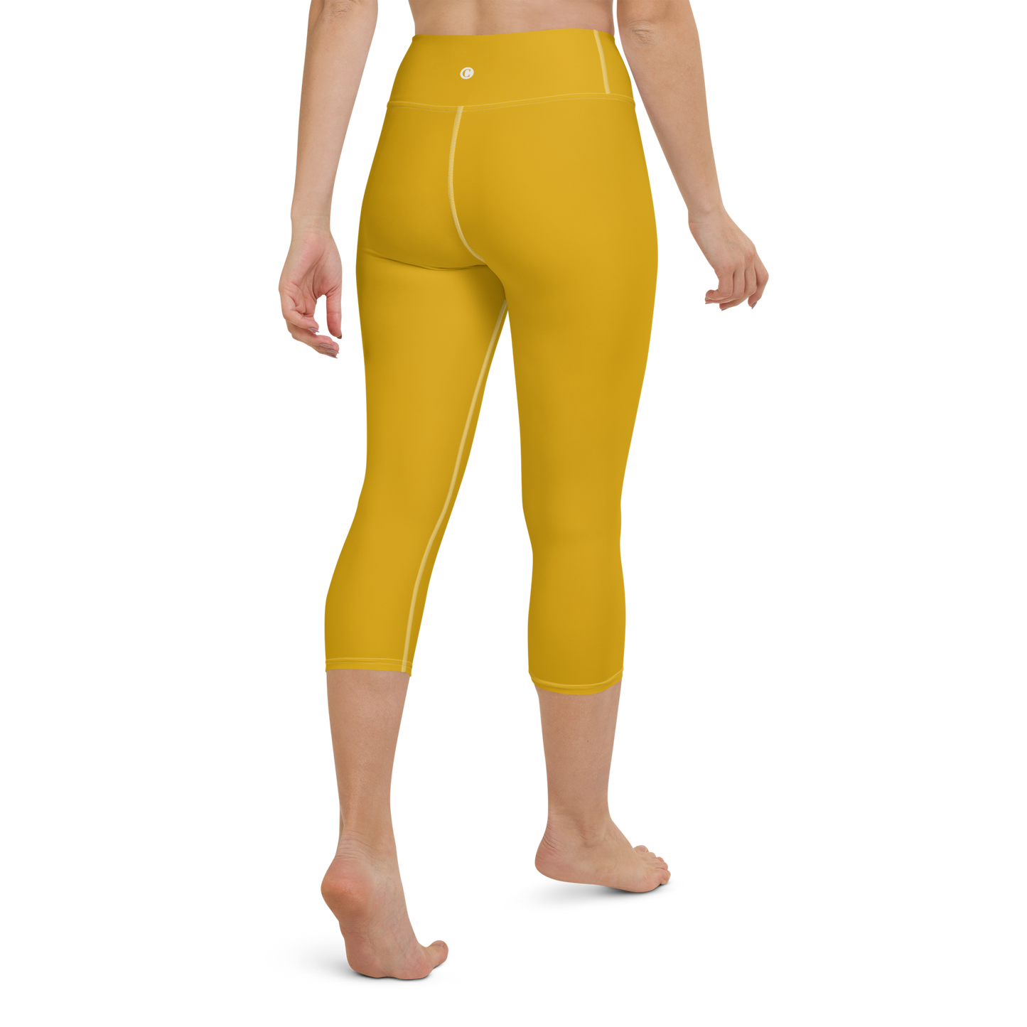 Michigan Upper Peninsula Yoga Capri Leggings (w/ UP Outline) | Gold