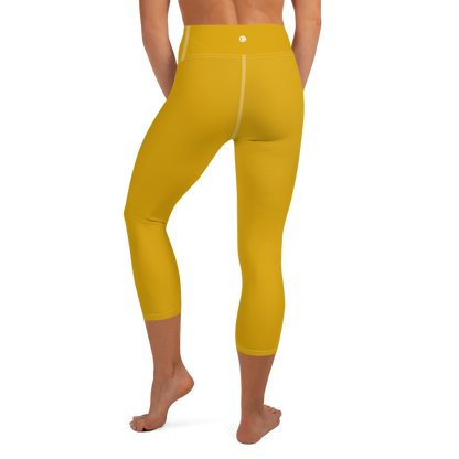 Michigan Upper Peninsula Yoga Capri Leggings (w/ UP Outline) | Gold