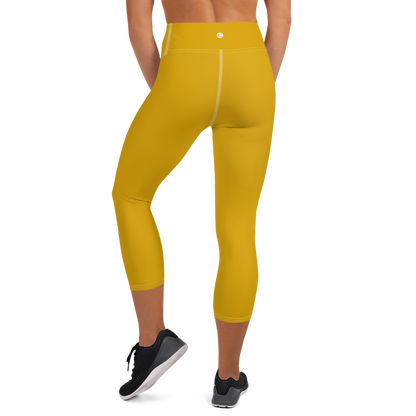 Michigan Upper Peninsula Yoga Capri Leggings (w/ UP Outline) | Gold