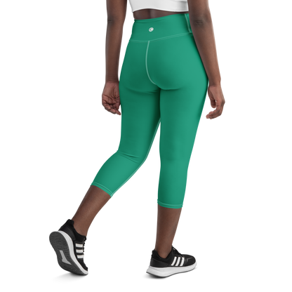 Michigan Upper Peninsula Yoga Capri Leggings (w/ UP Outline) | Emerald Green