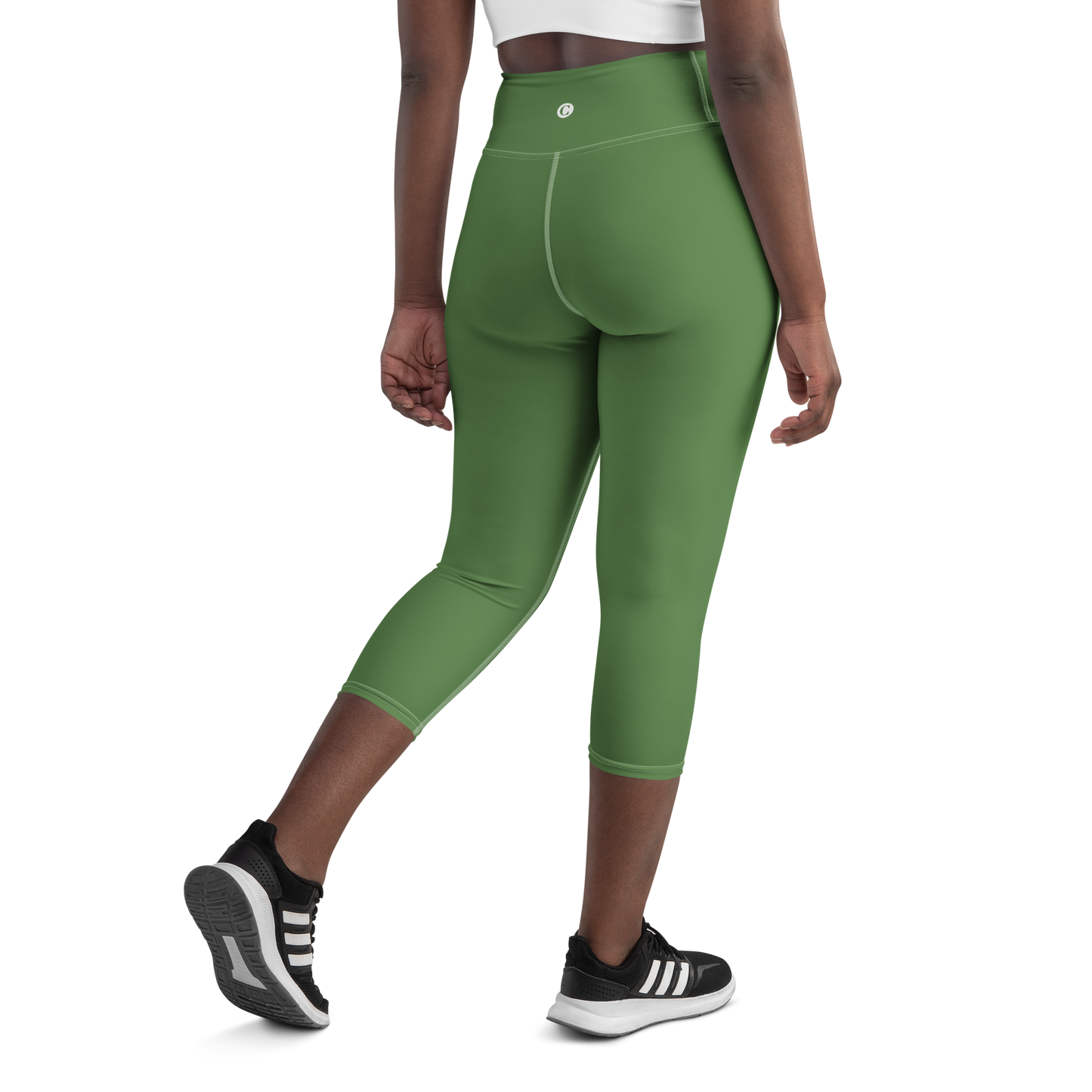 Michigan Upper Peninsula Yoga Capri Leggings (w/ UP Outline) | Pine Green