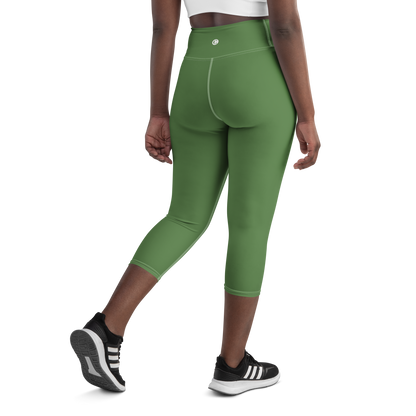 Michigan Upper Peninsula Yoga Capri Leggings (w/ UP Outline) | Pine Green